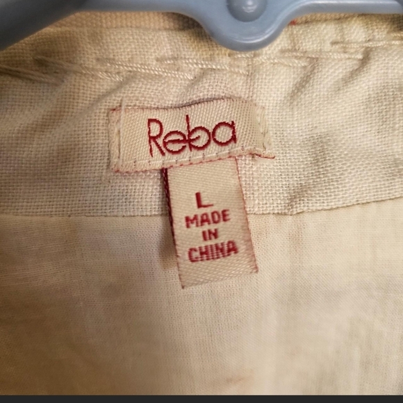 y2k Reba 100% Linen and cotton beaded and embroidered tan jacket - Picture 6 of 8